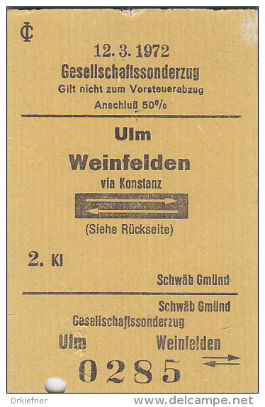 Gesellschafts-Sonderzug  Ulm Weinfelden über Konstanz Am 12.3.1972, EUROVAPON, Abschiedsfahrt Von Baureihe 003 - Europe