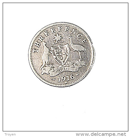 Australie - 3 Pence - 1916 M - Argent - TB+ - 1855-1910 Handelsmünze