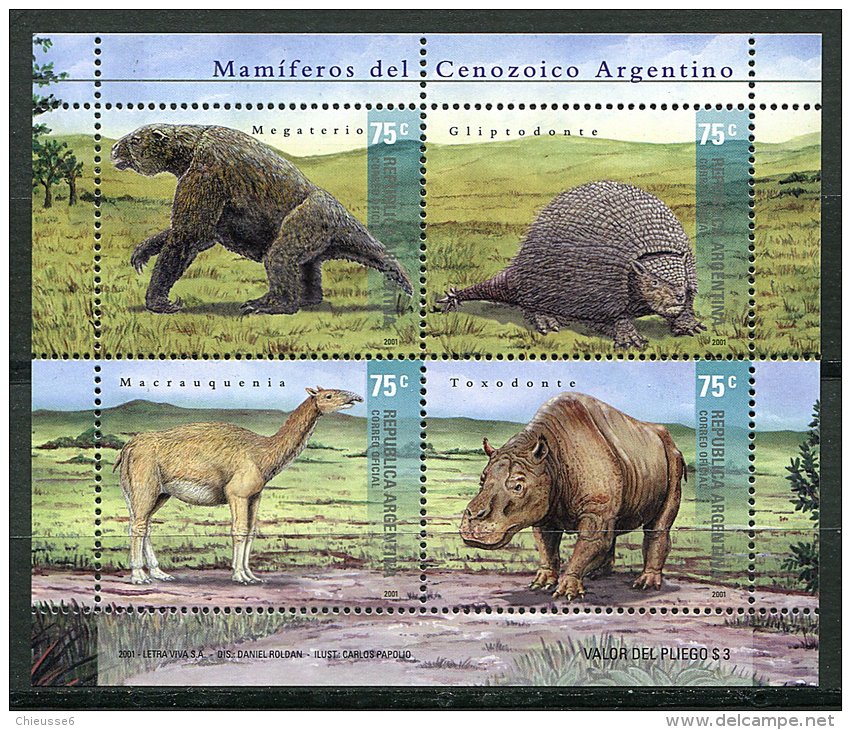 CL 104 - P.10 - Argentine ** N° 2228 à 2231 En Petite Feuille - Animaux Préhistoriques - Nuevos