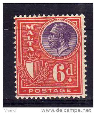 Malta - 1926 - 6d Definitive - MH - Malte (...-1964)