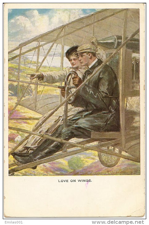 COUPLE EN AÉROPLANE , M. Munk , M.M. Vienne , Illustration Signée UNDERWOOD - Underwood, Clarence F.