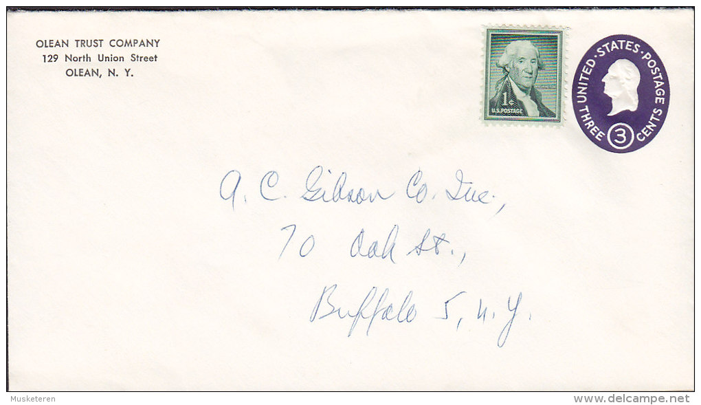 United States Uprated Postal Stationery Ganzsache Entier 3 C Washington Private Print OLEAN TRUST COMPANY Cover Uncancel - 1961-80