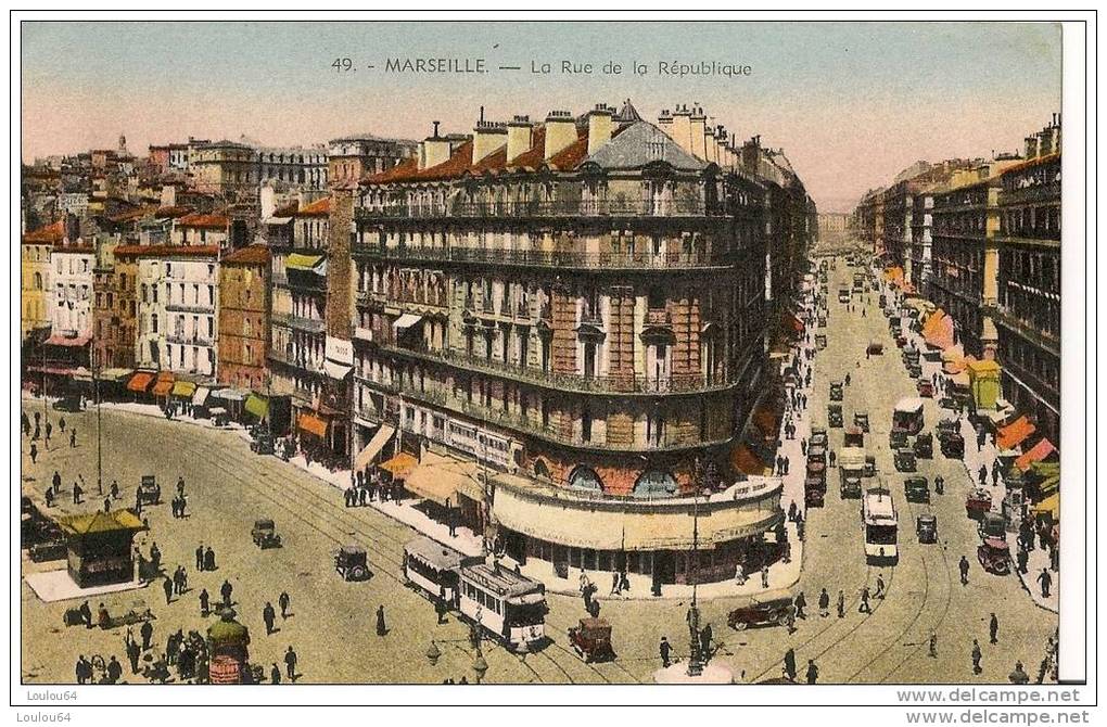 13 - MARSEILLE - La Rue De La République - Divisé - Circulé - Edit. La Cigogne, Marseille - (CPA 225) - Canebière, Centre Ville