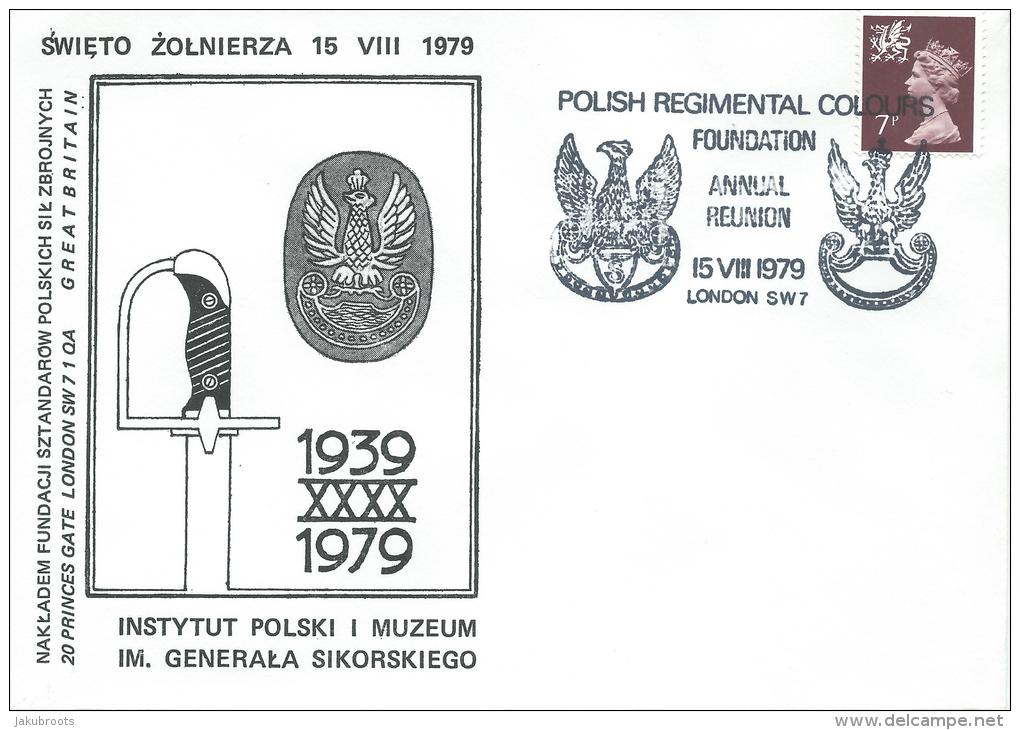 1979. POLISH  REGIMENTAL COLOURS .ANNUAL REUNION DAY . LONDON. WELSH 7p. STAMP - Government In Exile In London