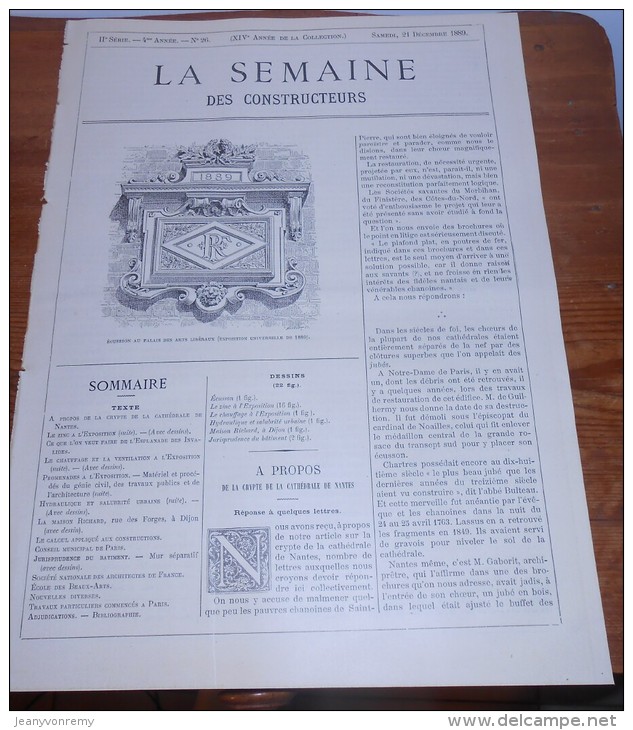 La Semaine Des Constructeurs. N°26. 21 Décembrebre1889. La Maison Richard, Rue Des Forges à Dijon. Poêle Musgrave - Revistas - Antes 1900