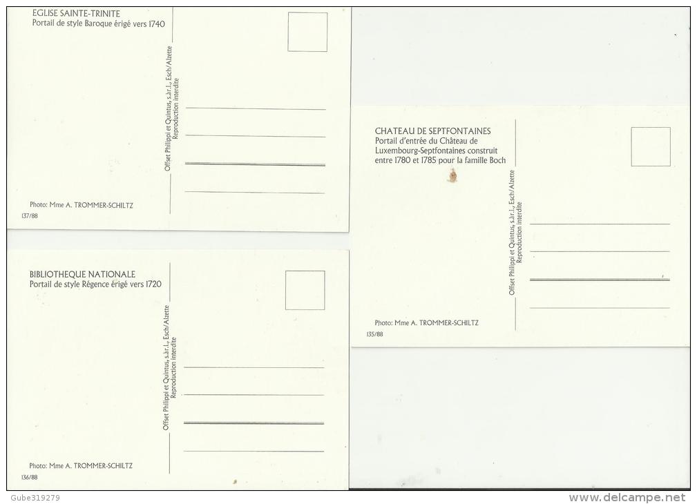 LUXEMBOURG 1988 - SET OF3 MAXIMUM CARDS -DOORS/PORTAIL CHURCH SAINTE-TRINITE - BIBLIOTEQUE NATIONALE - CASTLE/CHATEAU DE - Maximumkaarten