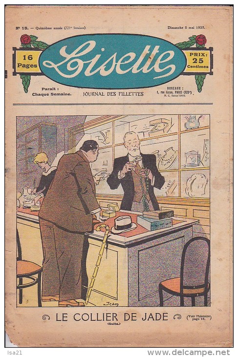 LISETTE Journal Des Fillettes N° 18 5 Mai 1935: Blanches Communiantes, Bataille De Fleurs, Lingerie Brodée ... - Lisette