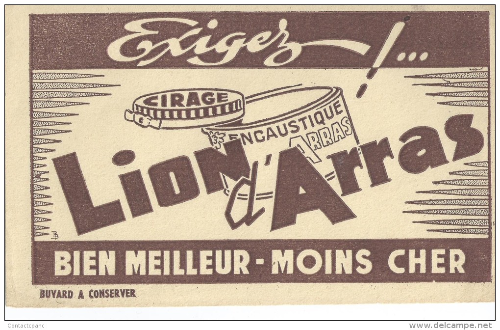 Cirage   "  LION  D'  ARRAS  "                       Ft  =  13 Cm  X  21 Cm - Produits Ménagers