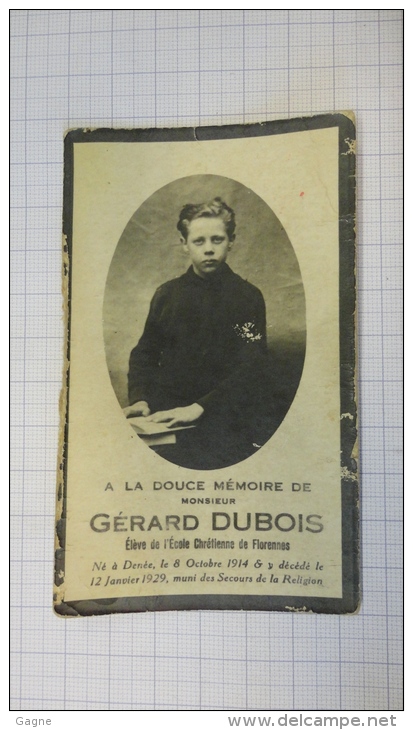 13W - Gérard Dubois élève Des écoles Chrétiennes Florennes Né Denée Avec Portrait - Décès