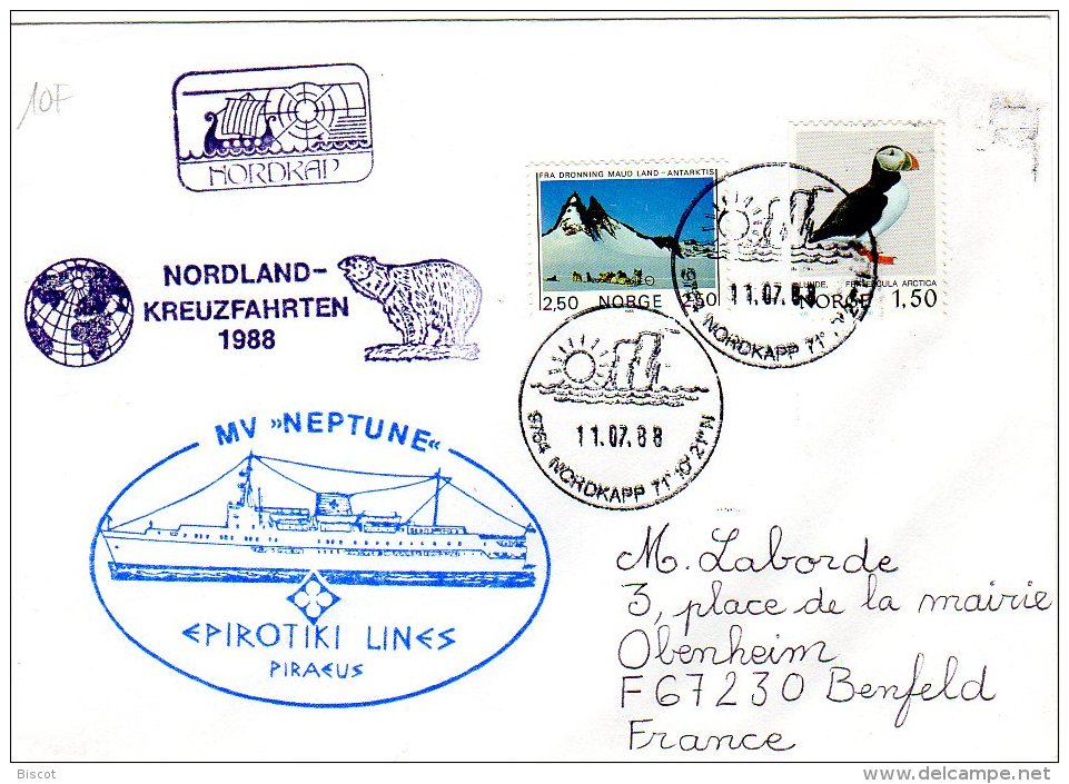 Norvège Nordkapp 11 07 1988 Navire NEPTUNE - Sonstige & Ohne Zuordnung