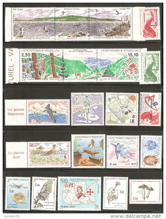 SPM Lot De 2 Bandes Et 22 Timbres ** Neuf Saint Pierre Et Miquelon - Collections, Lots & Series