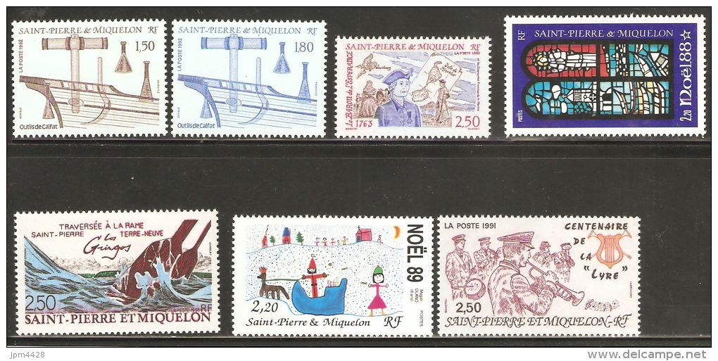 SPM Lot De 2 Bandes Et 22 Timbres ** Neuf Saint Pierre Et Miquelon - Colecciones & Series