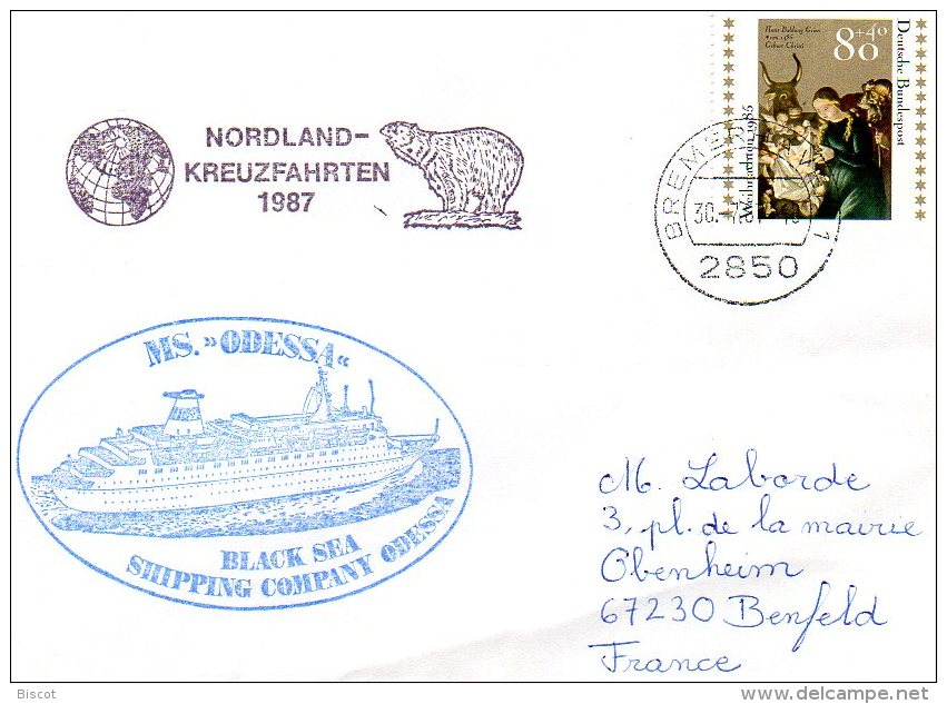 Allemagne 1987 Et 1994 3 Enveloppes Navires Polarstern MS ASTOR  MS Odessa - Sonstige & Ohne Zuordnung