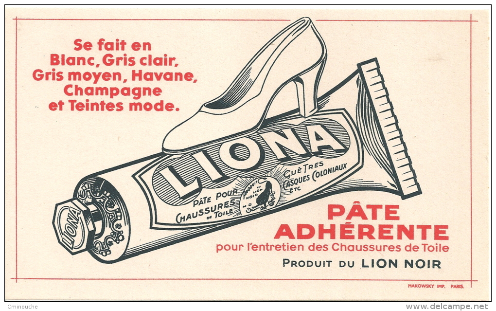 Buvard Publicitaire Impeccable, Lion Noir, Pâte Liona Pour Chaussures, Casques Coloniaux - Schuhe