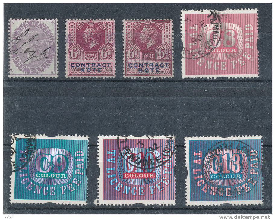 Lot De 7 Timbres Fiscaux - Revenue Stamps