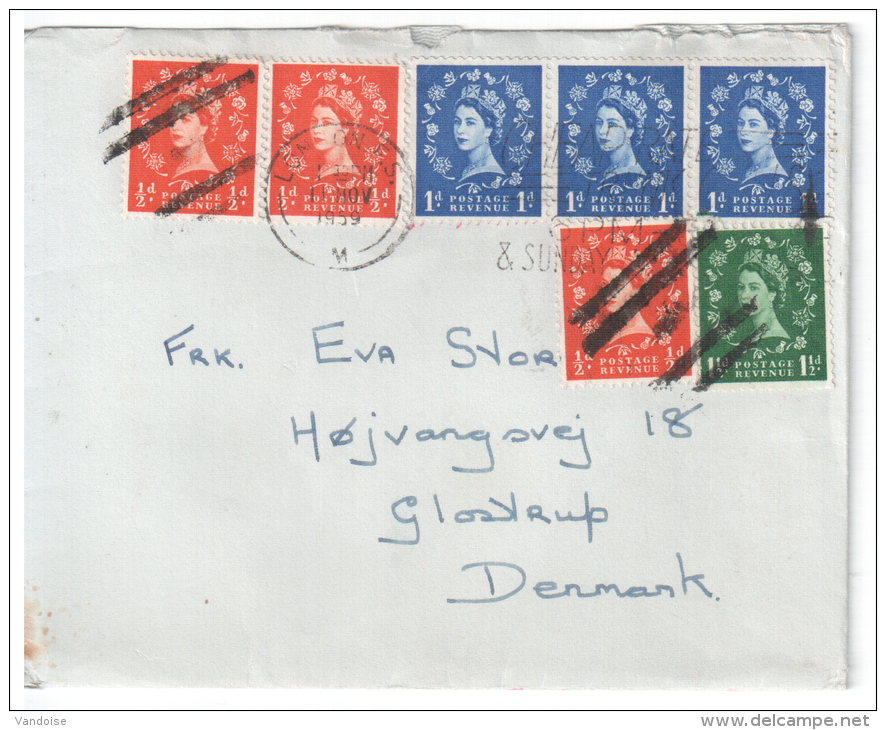 LETTRE AVEC  7 TIMBRES POUR LE DANEMARK - Lettres & Documents