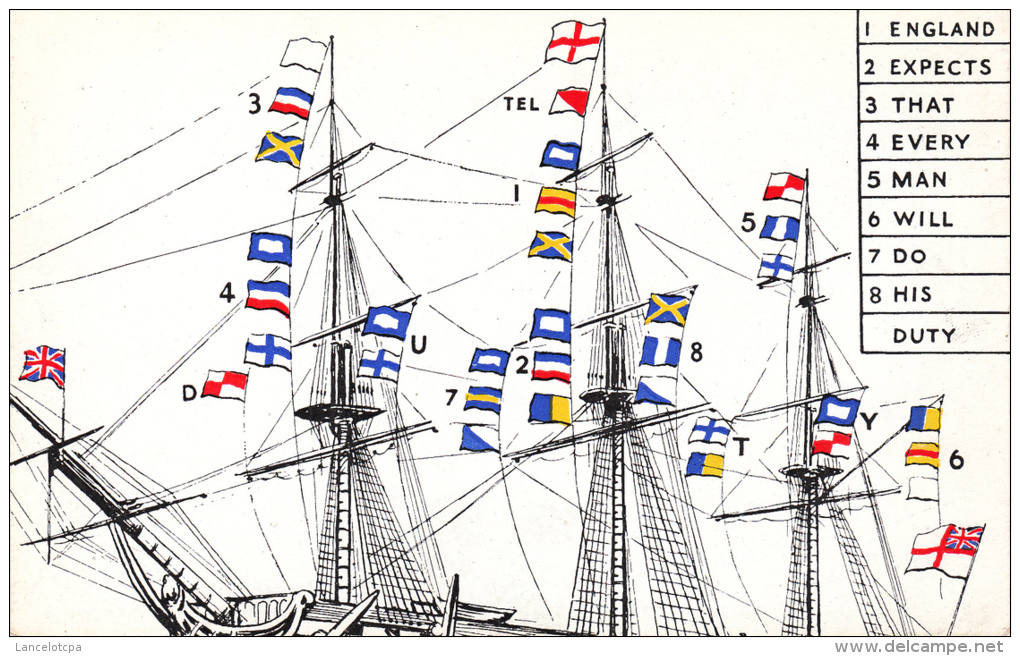 BATEAU H.M.S. VICTORY / LES DRAPEAUX DANS LA VOILURE - Voiliers