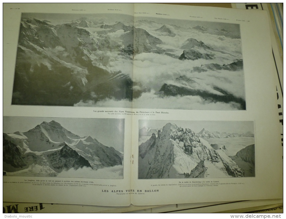 29.08.1925 Les ALPES En Ballon; Le Fletschorn Mittaghorn; Jungfrau,Kandersteg; Repas Offert Par Colonel De Saint-Didier - L'Illustration