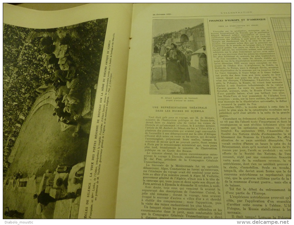 24.10.1925 :DJEMILA ;Tribus(M'gogo,Avunguras,Kanembou,Mangbetou,Songhaï,Lougaré);Refuge Du REQUIN; Fête Du VIN à BEAUNE; - L'Illustration