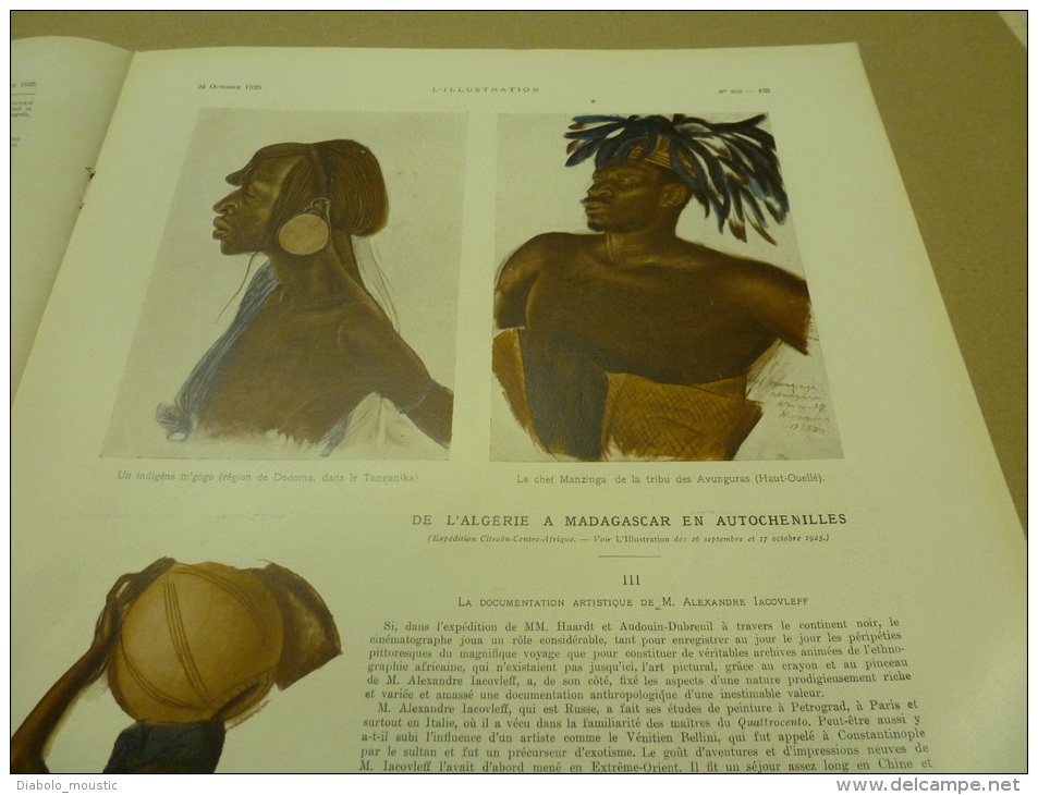 24.10.1925 :DJEMILA ;Tribus(M'gogo,Avunguras,Kanembou,Mangbetou,Songhaï,Lougaré);Refuge Du REQUIN; Fête Du VIN à BEAUNE; - L'Illustration