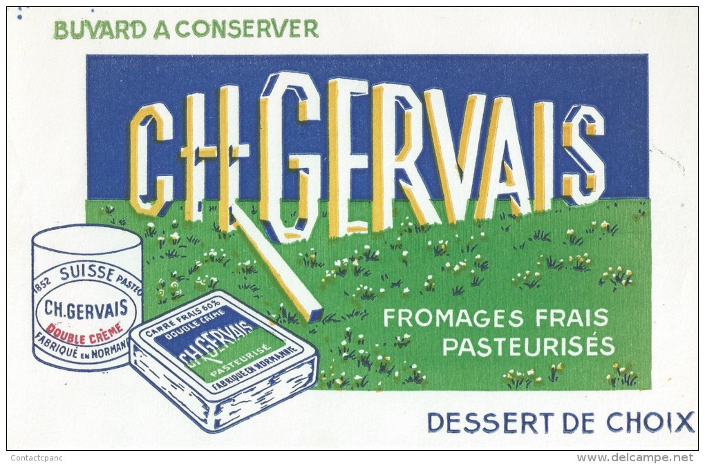 Fromage   Frais   "   CH.   GERVAIS   "     Texte , Double Crème , En Rouge              -  Ft  =  21 Cm  X  13.5 Cm - Dairy