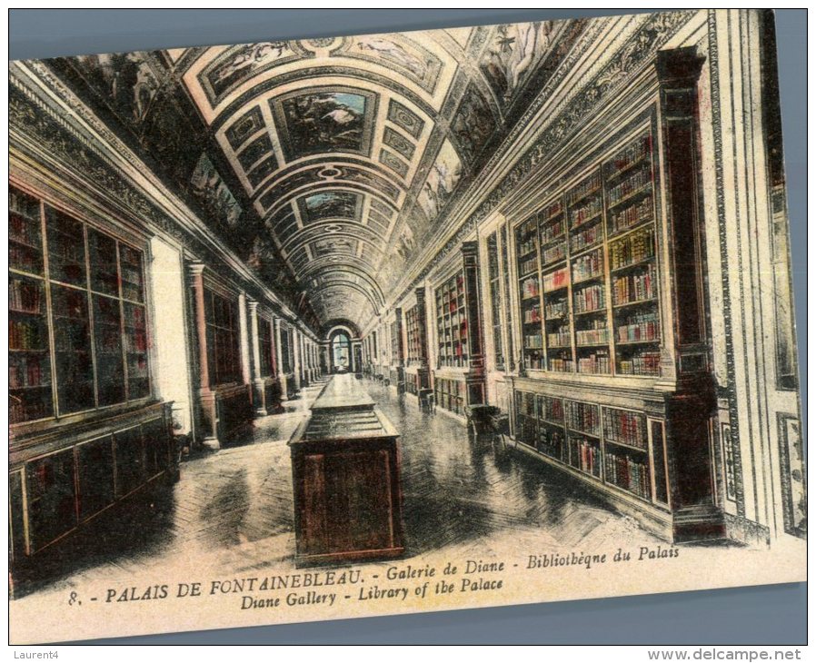 (S636) Fontainebleau Castle Library - Bibliotheque Du Chateau  (very Old Postcard) - Bibliotheken