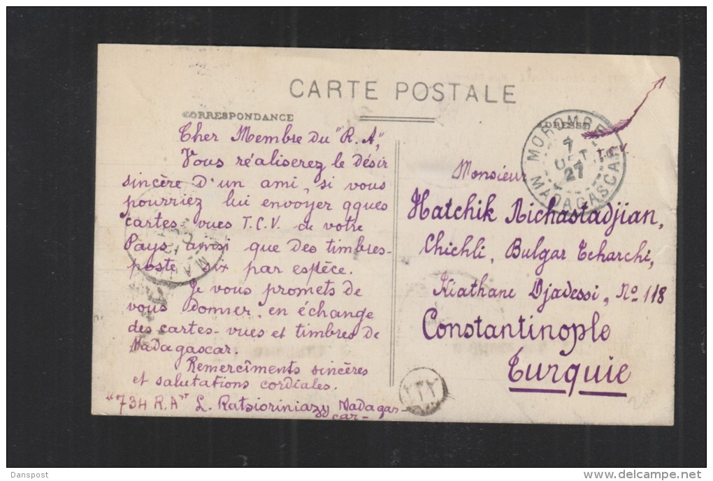 CP Diego-Suarez Madagascar Morombe 1927 - Lettres & Documents