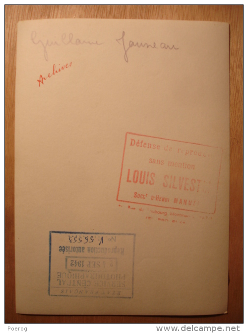 PHOTO 13X18 De 1942 - PORTRAIT GUILLAUME JAUNEAU - TIRAGE LOUIS SYLVESTRE PARIS D'époque - ETAT FRANCAIS SERVICE PHOTO - Geïdentificeerde Personen