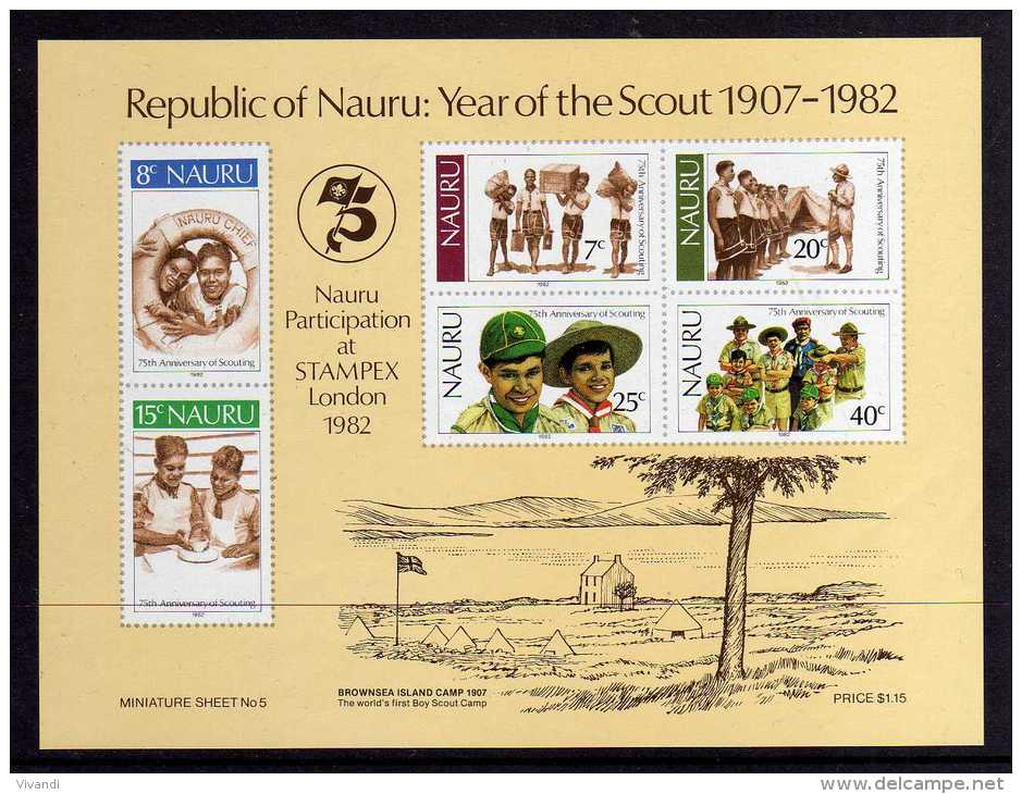 Nauru - 1982 - 75th Anniversary Of Boy Scout Movement Miniature Sheet - MNH - Nauru