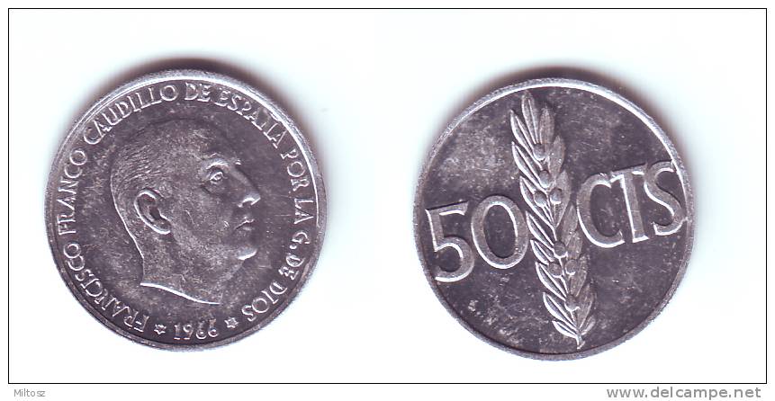 Spain 50 Centimos 1966 (68) Gaudillo Franco - 50 Centimos
