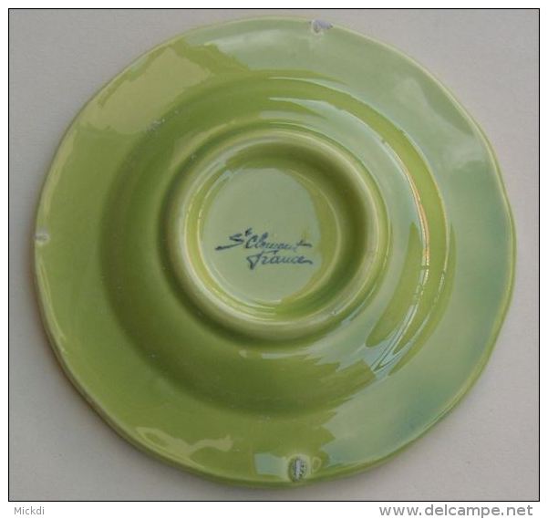 LOTERIE NATIONALE - CENDRIER PORCELAINE SAINT CLEMENT FRANCE -VERT - Diamètre 14 Cm - 2 SCANS - Porselein