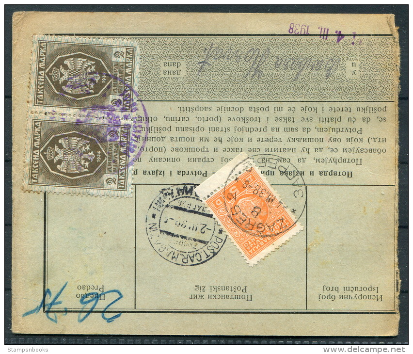 1938 Croatia Split Parcelcard - Zagreb - Croatia