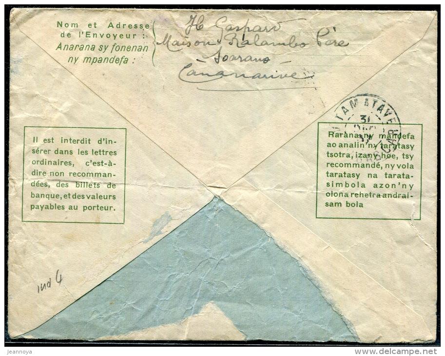 MADAGASCAR - ENVELOPPE 50c VERT, GALLIÉNI, OBL. AVEC N° 164 + 165 DE TANANARIVE LE 29/12/1934 - TB - Cartas & Documentos