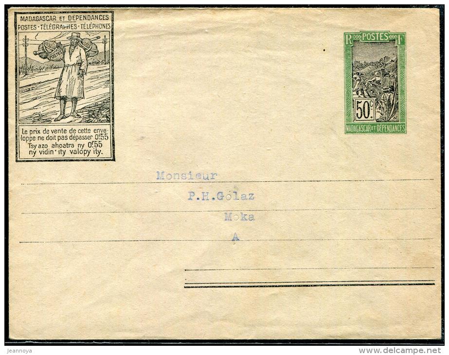 MADAGASCAR - ENVELOPPE 50c NOIR, FILANZANE, NEUVE - SUP - Storia Postale