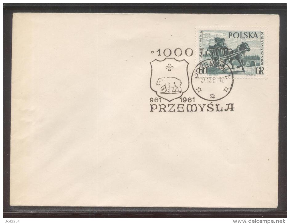 POLAND 1961 1000 YEARS OF PRZEMYSL CITY COMM CANCEL ON COVER TOWN CREST COAT OF ARMS BEAR - Covers