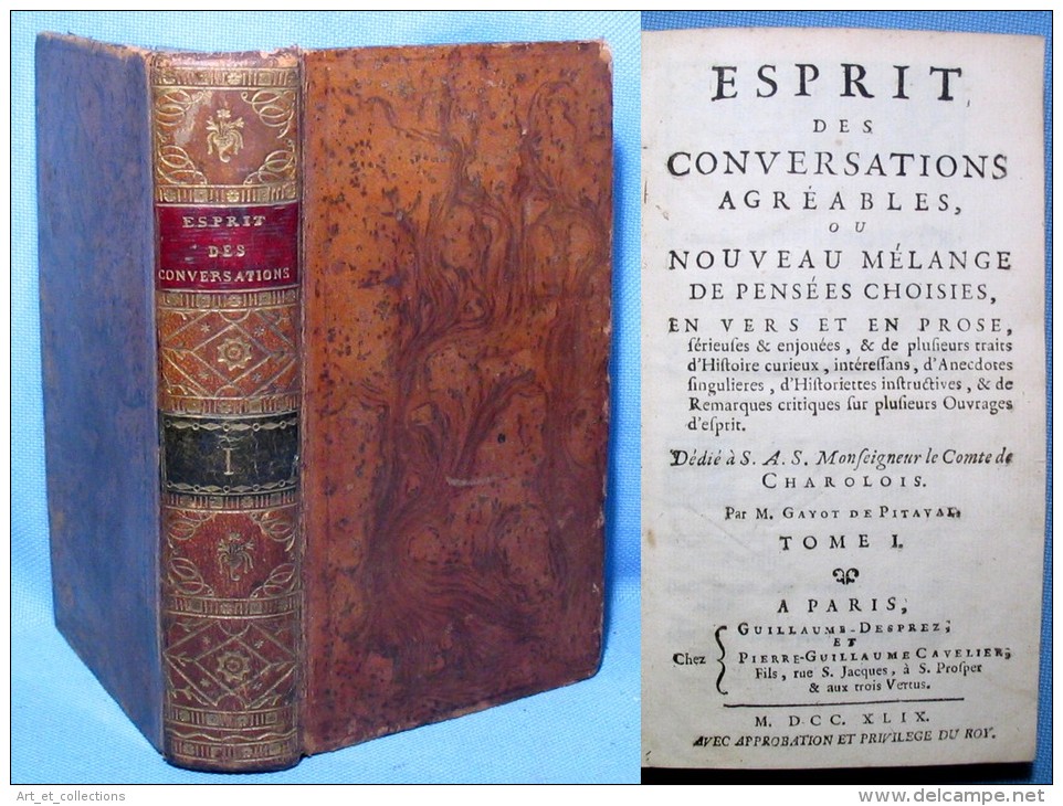 Esprit Des Conversations Agréables / Gayot De Pitaval / Guillaume-Desprez Et Pierre-Guillaume Cavelier  éditeurs En 1749 - 1701-1800