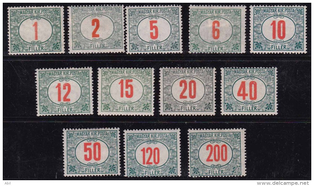 Hongrie 1915-1920 N°Y.T. :  TT. 34 à 46 * - Postage Due