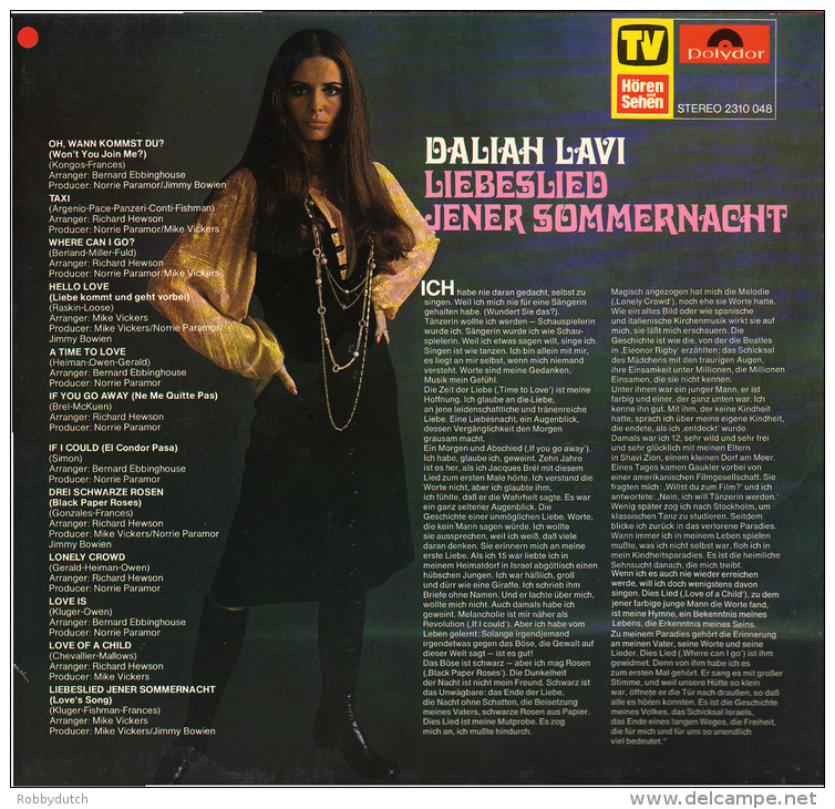 * LP *  DALIAH LAVI - LIEBESLIED JENER SOMMERNACHT (Germany 1970 EX-!!!) - Autres - Musique Allemande