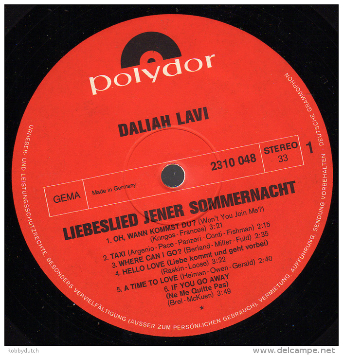 * LP *  DALIAH LAVI - LIEBESLIED JENER SOMMERNACHT (Germany 1970 EX-!!!) - Otros - Canción Alemana