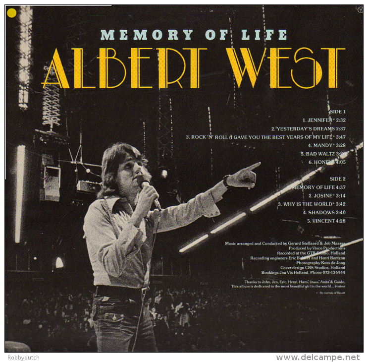 * LP *  ALBERT WEST - MEMORY OF LIFE (Holland 1976 EX-!!!) - Disco, Pop