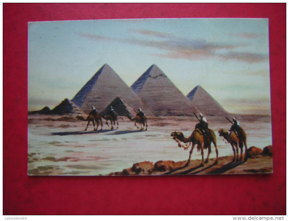 CPSM  ILLUSTRATION  PYRAMINDS AND DESERT   VOYAGEE TIMBRE OTE - Pyramids