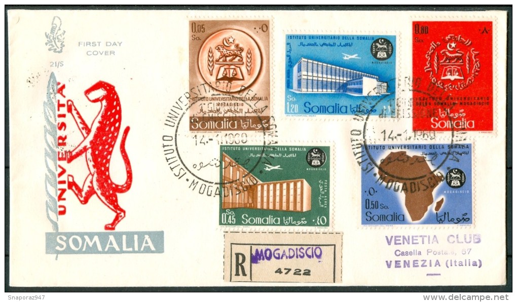 1960 14 Gen.Somalia AFIS Inaugurazione Istituto Universitario Somalo FDC Venezia Viaggiata -Nu183 - Somalia (AFIS)