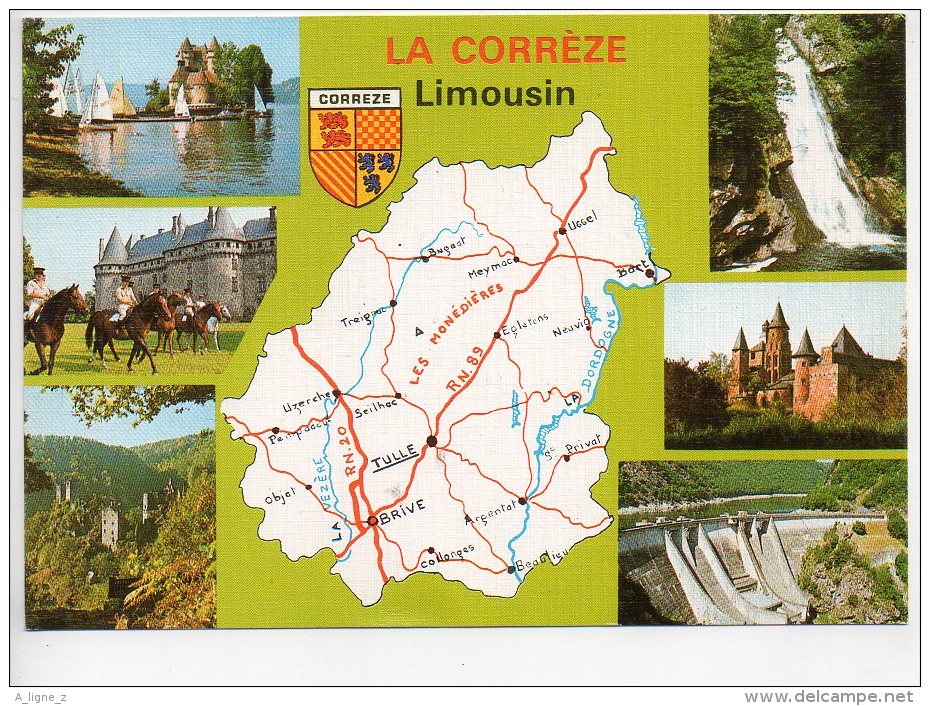 REF 145 : CPSM 19 CORREZE Limousin Contour De Département Carte Géographique - Other & Unclassified