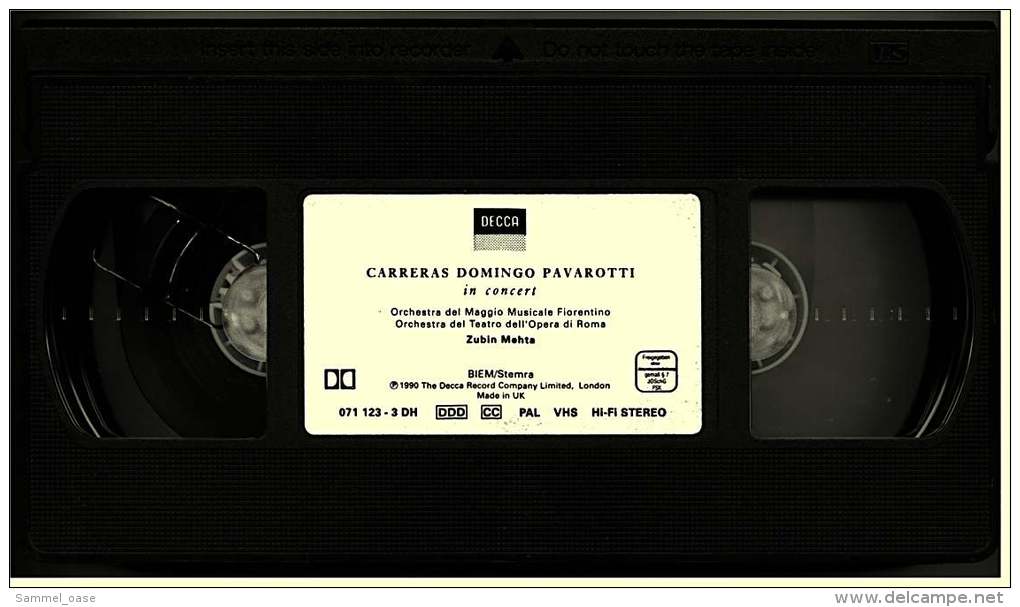 VHS Video  -  Carreras Domingo Pavarotti In Concert   Mit : José Carreras, Plácido Domingo, Luciano Pavarotti,  Von 1990 - Concert & Music