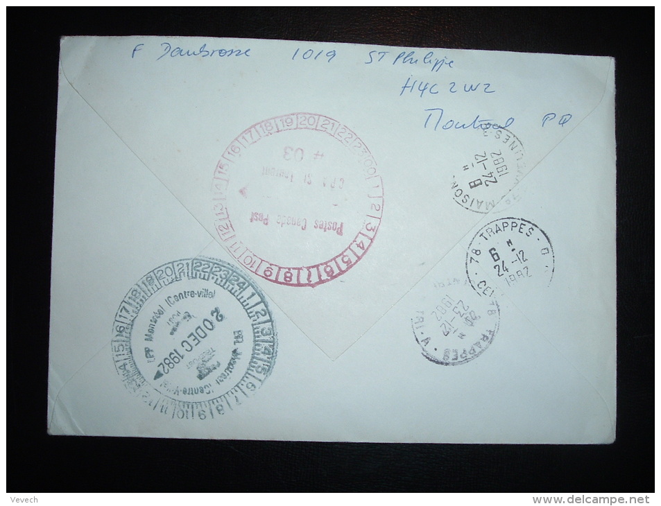 LETTRE PAR EXPRES POUR LA FRANCE EMA 1.60 MONTREAL 20 XII 82 + CACHET SUCC. POST. "B" POSTAL Stn. N°7 Montreal, P. Q. - Brieven En Documenten