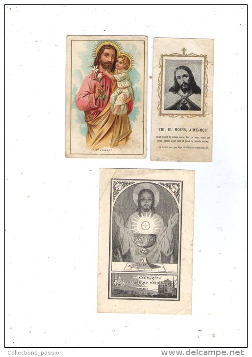 Images Religieuses , Image Pieuse , 2 Scans , LOT DE 3 IMAGES PIEUSES - Images Religieuses