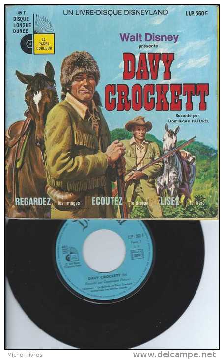 Livre-Disque Disneyland - David Crockett Raconté Par Dominique Paturel - 1972 - TBE - Discos & CD