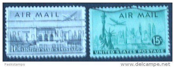 USA  Air Mail  Stamps 1947  Used / Scott C 34 /35 - 2a. 1941-1960 Usados