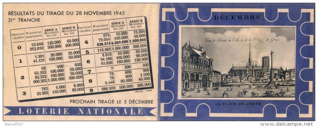 LOTTERIE NATIONALE - TIRAGE DU 28 NOVEMBRE 1945 - PARFAIT ETAT - Billets De Loterie