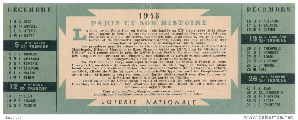 LOTTERIE NATIONALE - TIRAGE DU 28 NOVEMBRE 1945 - PARFAIT ETAT - Billets De Loterie